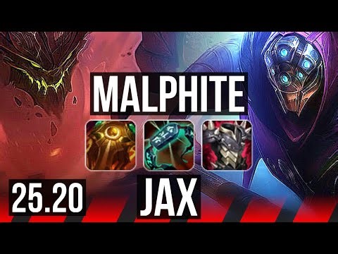 MALPHITE vs JAX (TOP) | 50k DMG, 6 solo kills, 14/4/16, Godlike | KR Diamond | 25.20