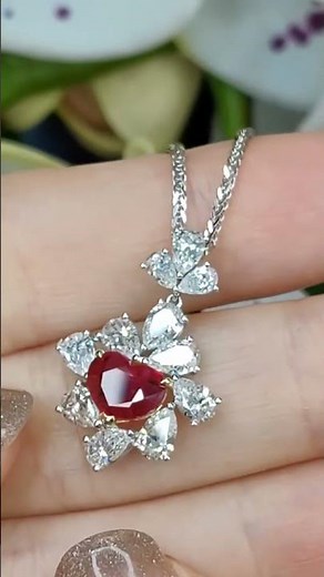 Ruby Pendant Jewellery - Heart Shape Burma Unheated Pigeon Blood Ruby #ruby #gemstone #pendant