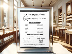 Store Hours Sign | Business Open Close Time Signage | Store Custom Opening Hours | Shop Schedule Notice for Business | Editable in Canva - Etsy Australia