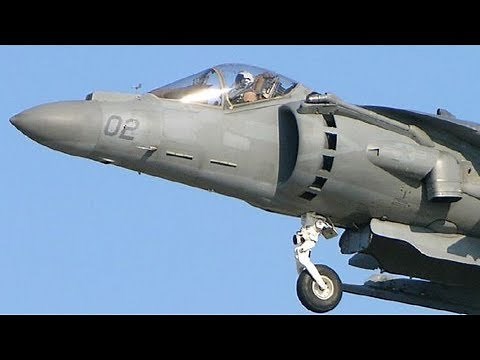 Jump Jet! PHENOMENAL sight & sound of an AV-8B HARRIER in a VERTICAL TAKEOFF & LANDING (VTOL).