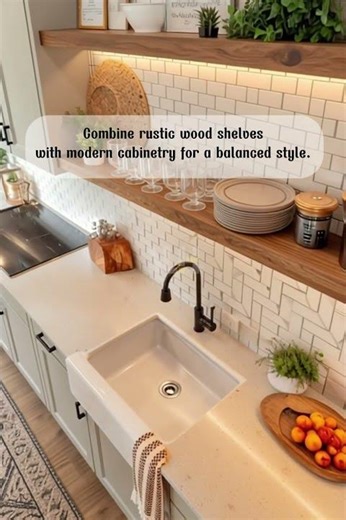 Bright Farmhouse Kitchen with Open Shelves