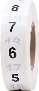 Consecutive Number Stickers 1-50 0.50 Inch 1,000 Total Labels