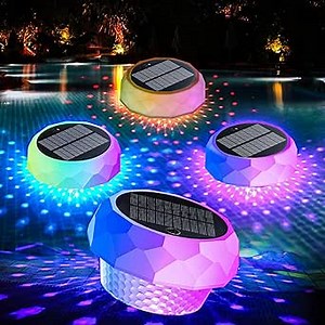 Floating Pool Light, Solar Rechargeable, Color-Changing IP68 Waterproof LED Solar Lights for Pools, Suitable for Garden Path and Party Decorations (1 Pack)