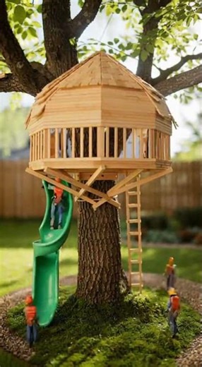 Mini Workers Build Giant Treehouse Fast