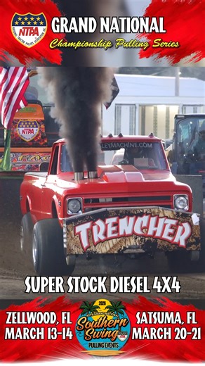 Full Pull on Instagram: "Eastern Ohio’s Jeremy Yeager rolls into the NTPA Southern Swing this March riding a wave of confidence. After closing out the 2025 NTPA Grand National season fourth in the standings, Yeager put together an impressive campaign with six top-five finishes, three of them runner-up results, and a solid showing at the Enderle Pull-Off to wrap the year. Last season also marked his debut behind the wheel of The Trencher, a 1968 Chevy. Already a two-time winner in the class, Yeag