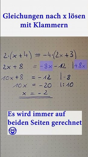 #mathe 🧮 Gleichungen nach x lösen mit Klammern 🔍 #lernen #ausbildung #edutok #einstellungstest