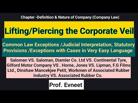 Lifting the Corporate Veil | Company Law |Statutory Provisions| Common Law Exceptions
