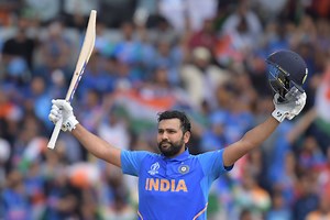 12M views · 238K reactions | #OnThisDay last year, Rohit Sharma smashed 103 against Sri Lanka, bringing up his fifth century in the ICC Men's Cricket World Cup. He now holds the record for the most hundreds in a single edition of the tournament. | ICC - International Cricket Council | Facebook