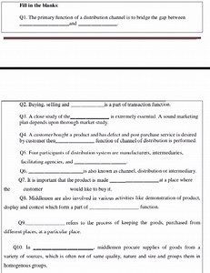 Fill in the blanks:Q1. The primary function of a distribution... | Filo
