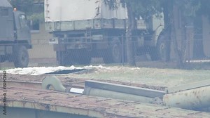 armoured vehicle-launched bridge up close accelerated footage