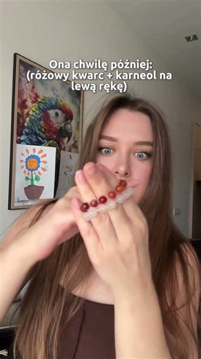 Karneol + różowy kwarc na lewej ręce 💗