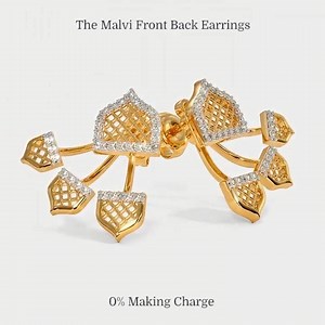 Reminisce the resplendent Jharokhas & arches of Rajasthan with The Malvi Front Back Earrings. | BlueStone