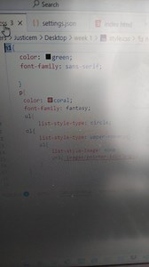 cssh1{ color: green; font-family: sans-serif;}p{ color: c... | Filo