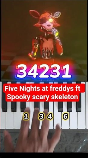 Five Nights at freddys ft Spooky scary skeleton piano tutorial #shorts