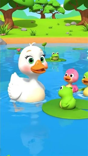 Animal Kids| A Blue Duck Swimming With Her Cute Ducklings 🦆💙 #catmemes #cartoon #animation