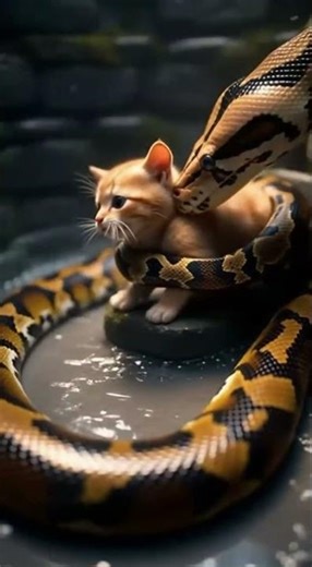 Unlikely Hero! Giant Python Saves Kitten from Deep Well! 🐍🧡 Fantasy