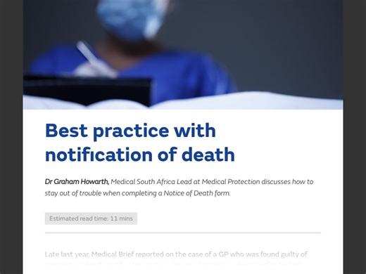 Best practice with notification of death