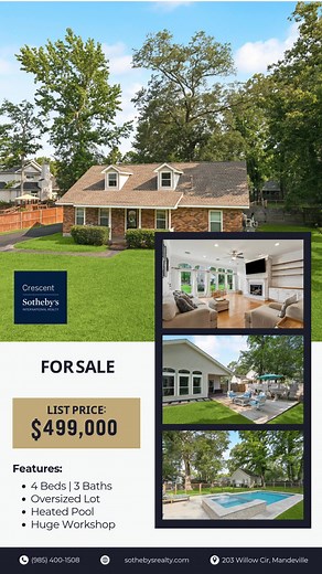 For Sale! 203 Willow Circle Mandeville, LA 70471 Call me to schedule a showing at (985) 400-1508. | Lindsay Kramer Pons