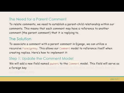 How to Associate a Comment with a Parent Comment in Django Models