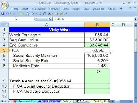 Excel Busn Math 41: Payroll Deductions With Ceilings (FICA)