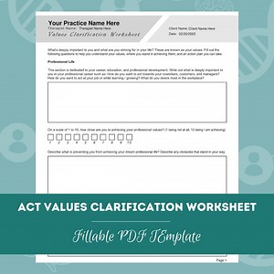 ACT Values Clarification Worksheet | Editable / Fillable PDF | for Counselors, Psychologists, Social Workers, Therapists - Etsy