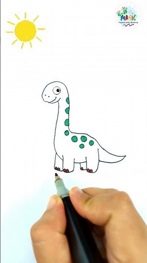 How to draw a dinosaur #easy #drawing #tutorial #forkids #art #kindergarten #preschool #diy #cute