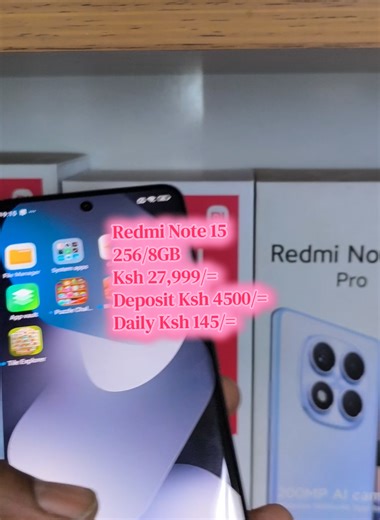 Ksh 27,999/= Deposit Ksh 4500/= Daily Ksh 145 RAM: 8GB Internal Storage: 256GB Display: 6.77 MP AMOLED OS: Android 15, up to 4 major Android upgrades, HyperOS 2 Chipset: Mediatek Helio G100 Ultra (6 nm) Main Camera: 108MP Auxiliary Lens Selfie Lens: 20MP Network: Wi-Fi, Bluetooth v5.3, USB Type-C 2.0, NFC Battery: 6000mAh, 33W Colorways: Black, Forest Green, Glacier Blue, Purple #heavytechsolution #fyp #note15 #foryou #foryoupage