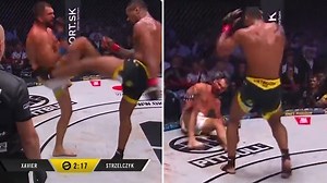 Watch shock moment MMA ace's leg snaps beneath him after having it broke by kick