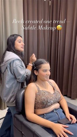 Aashi Anand on Instagram: "Every makeup artist knows — ‘subtle’ ka matlab har client ke liye alag hota hai 😅✨ #btsmakeup #relatablereels #makeuphumor #behindthescenes #indianmua"