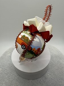 Fall Ornament With Burgundy Loopy Bows - Thanksgiving Decor - Etsy UK