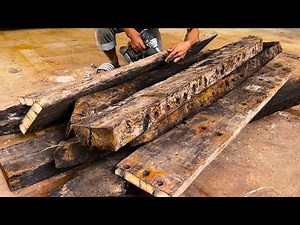 Reuse RAILWAY Sleepers Woodworking Project // Beautiful Monolithic Heavy Dining Table Design