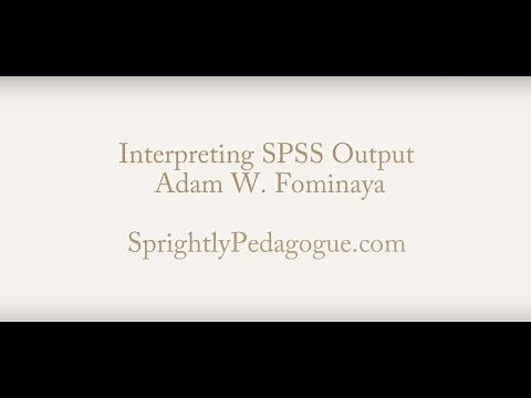 Interpreting SPSS Output