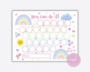 Rainbow Reward Chart, Potty Training Chart Download, Printable Reward Chart, Girls Potty Training Chart, Girls Sticker Chart - Etsy