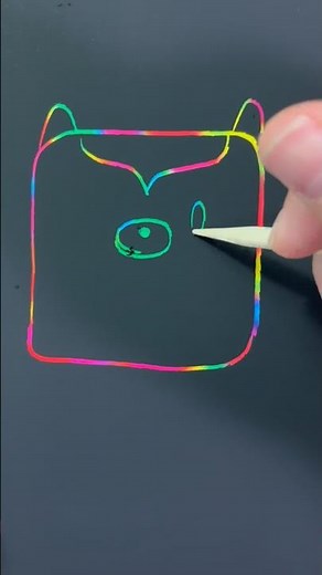 Drawing Simple MaGiC Cute Coyote | Scratch Paper Art