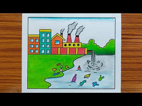 Water Pollution Drawing / Environment Pollution Drawing / Stop Pollution Drawing / Easy Drawing