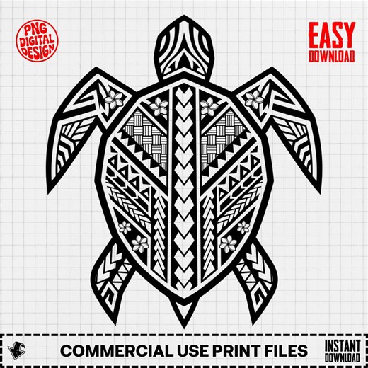Turtle SVG, Hawaiian Tribal Tattoo, Digital Download, Sea Turtle Clipart, Polynesian Art, Turtle Vector, DIY Crafts, Commercial Use OK - Etsy