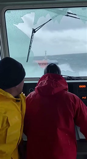 Massive Cargo Ship Battles Monster Rogue Wave Shattering Bridge Windows