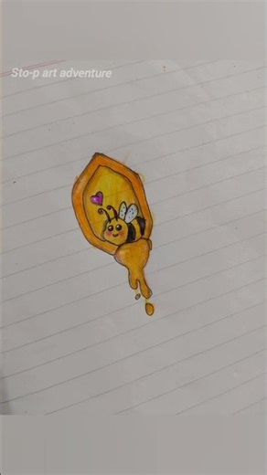 How to draw Honey bee 🐝 with honey comb