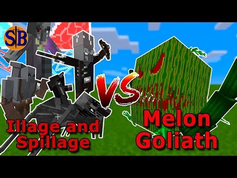 Illage and spillage vs Melon Goliath | Minecraft Mob Battle