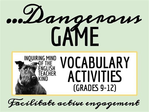 "The Most Dangerous Game" Vocabulary Games and Activities | Teaching Resources