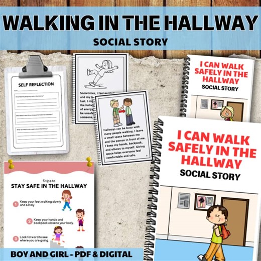 Walking In The Hallway Social Story Hallway Expectation Poster Autism SEL Therap