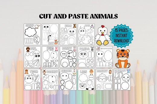 Cut and Paste Activities | Cut and Paste Printable | Cut and Paste Kids | Cut and Paste Animals | Scissor Skills | Cutting Practice - Etsy
