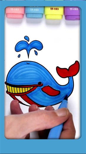 Elephant 🐘 Whale 🐋 Parrot 🦜 Coloring for Kids | Learn Animals Colors ( Marker )