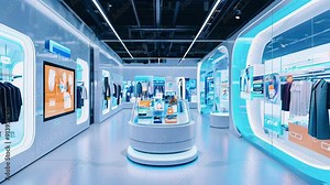 Discover an advanced retail space featuring sleek displays and interactive technology showcasing the latest in consumer products