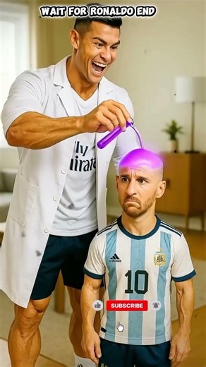 Mini Messi Accidentally Shaves His Head... Now Ronaldo Must Fix It! #cristiano #messi #cr7