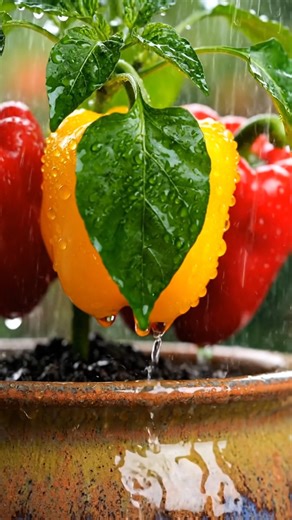 3 comments | Raindrops and Rainbow Peppers Bright yellow and red bell peppers glistening under the rain — a refreshing sight of nature’s colorful bounty. Each drop brings more life, flavor, and freshness to the garden. ️ Hashtags: #BellPeppers #GardenFresh #RainKissed #OrganicFarming #NatureColors #HomeGarden #FreshAndHealthy #VibrantVeggies #reels | Hiburan | Facebook