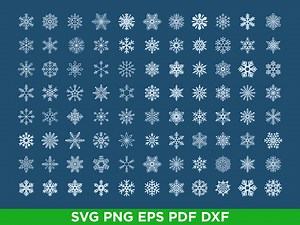 Snowflake SVG Bundle: 100 Winter Clip Art Designs (digital Download) - Etsy UK