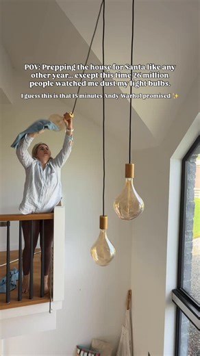 Alannah Kerrigan on Instagram: "The algorithm is truly unhinged sometimes 😂 Somehow over 26 million people have watched me clean dust off my light bulbs… bringing a whole mix of comments and 10,000 new lovely humans into this little corner of the internet. If you’re new - hi, hello, I hope it feels warm here 🩷 This year has been about falling back in love with my dream home, and knowing it’s inspired so many of you to do the same means more than you know. This really is my favourite place to b