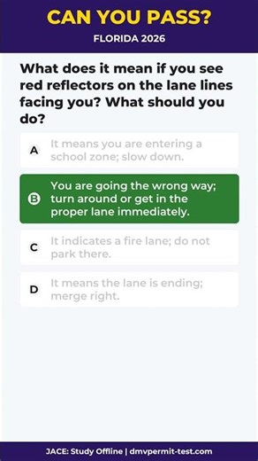 2026 FL DMV Q35: Wrong Way Warning! 🛑 | Florida CLASS E STUDY GUIDE #Shorts #JACE