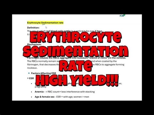 Erythrocyte Sedimentation Rate | High Yield | Oluwafemi Ajibola, MD